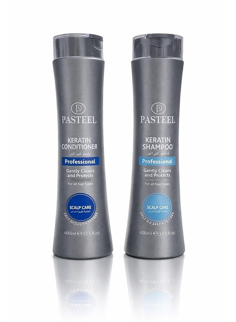 PASTEEL Professional Keratin Shampoo for Scalp Care All Hair Types 400ml - Image 1